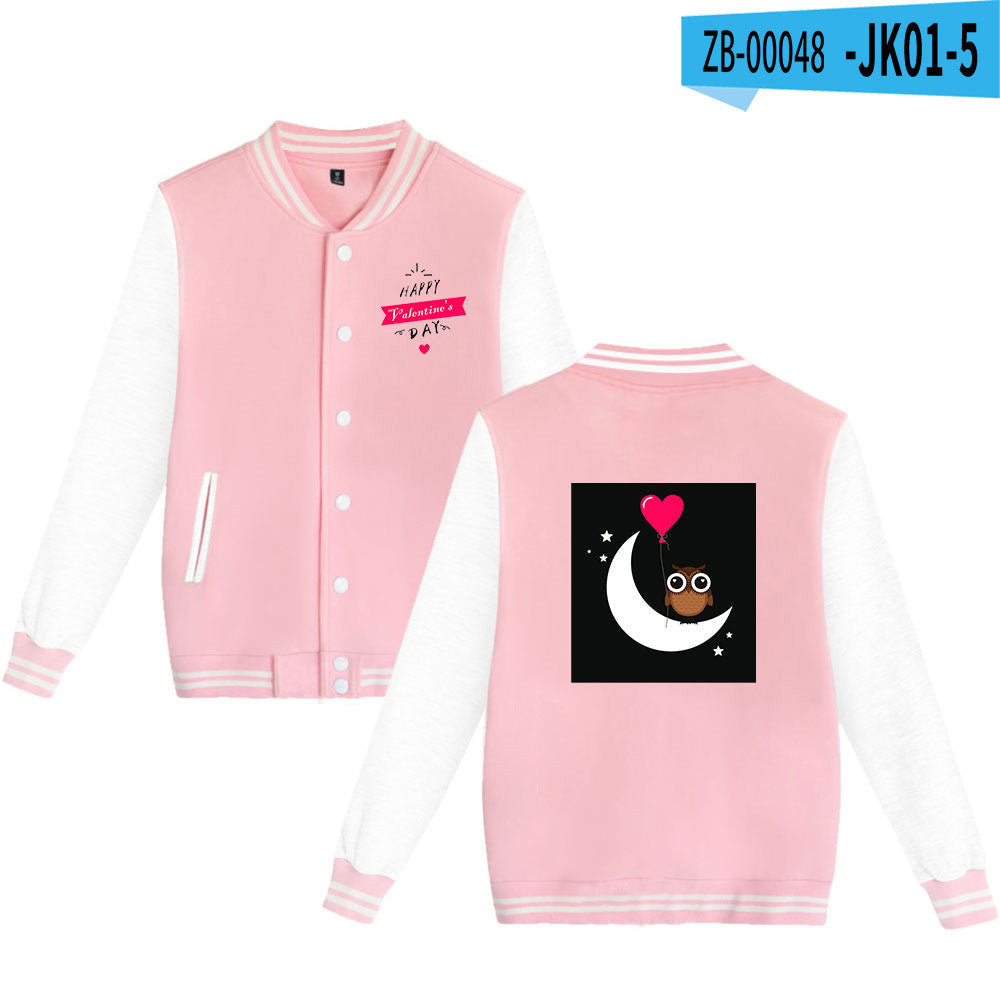 Valentine's Day Jacket Winter Thermal Fleece Sports and Leisure Baseball Uniform