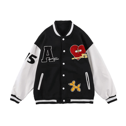 Valentine's Day Jacket Retro Embroidery Love Baseball Uniform Jacket Men's and Women's Hip Hop Couple Outfit Loose Coat