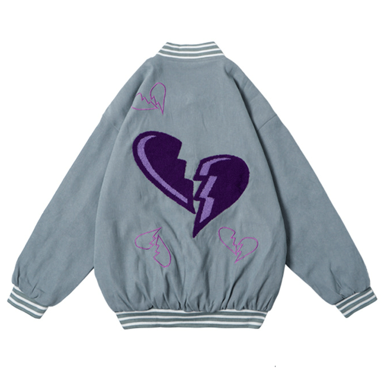 Valentine's Day Jacket Autumn Retro Love Embroidered Baseball Uniform Men Loose Hip Hop Coat Jacket